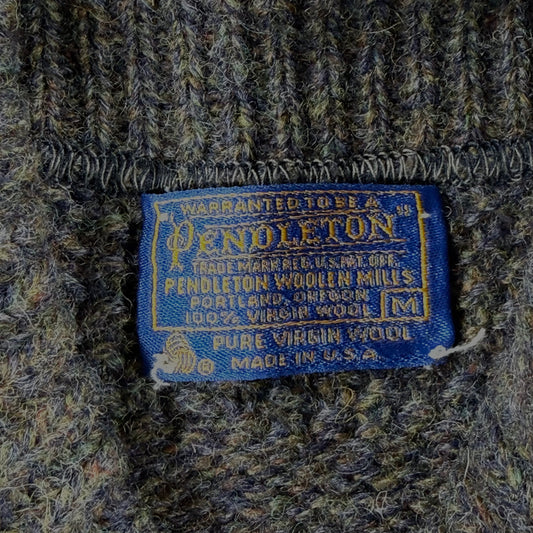 Vintage 90s Pendleton Dark Grey Sweater with collar Size M Label