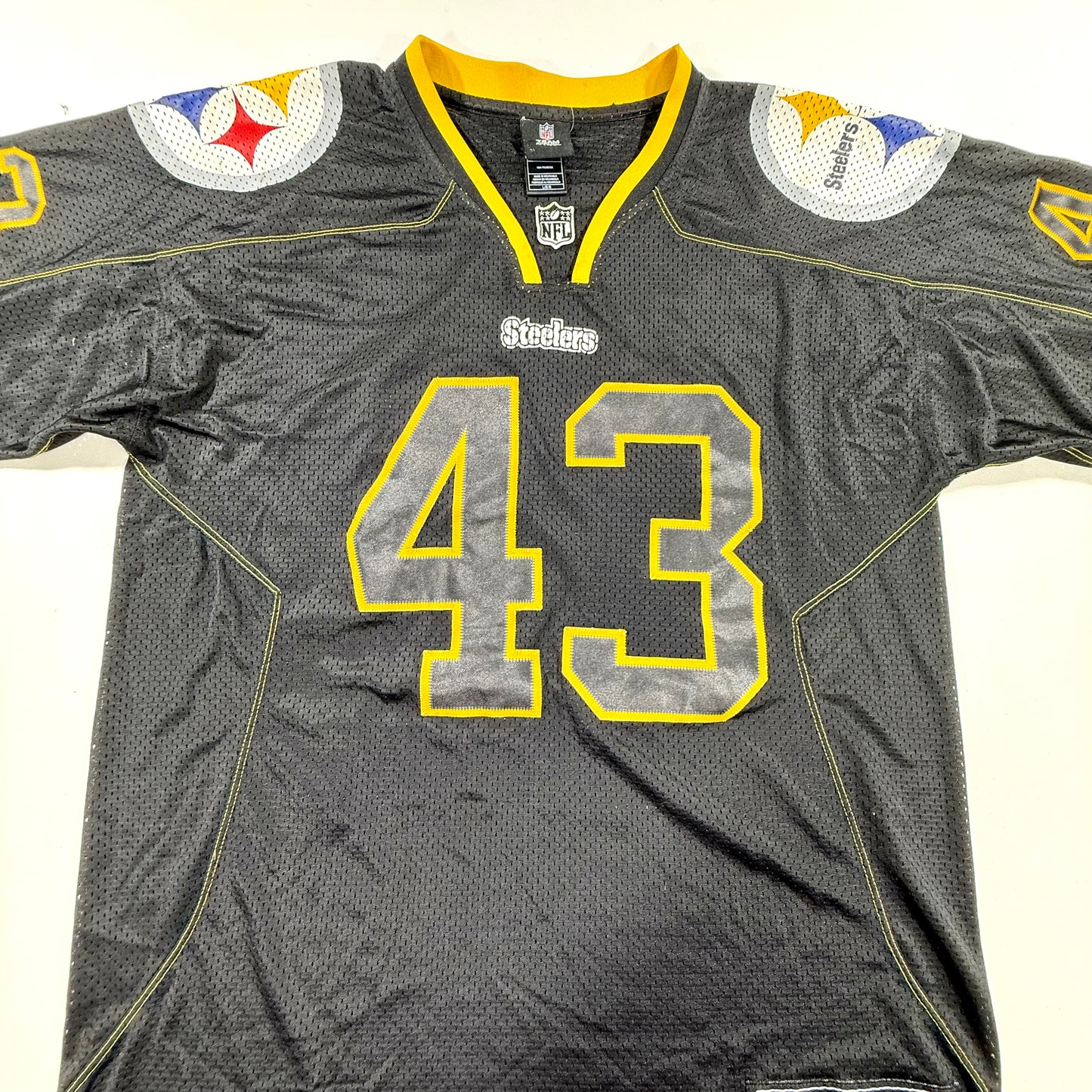NFL Team Apparel Polamalu 43 Pittsburgh Steelers Black Jersey Size L