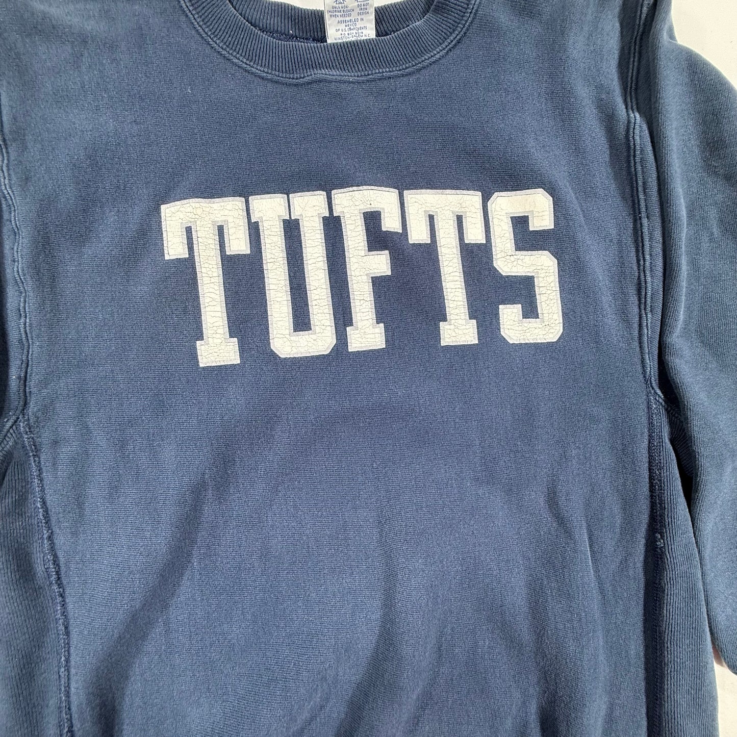 Vintage Champion Reverse Weave 90s Tufts University Crewneck Sweatshirt Navy Blue Size M