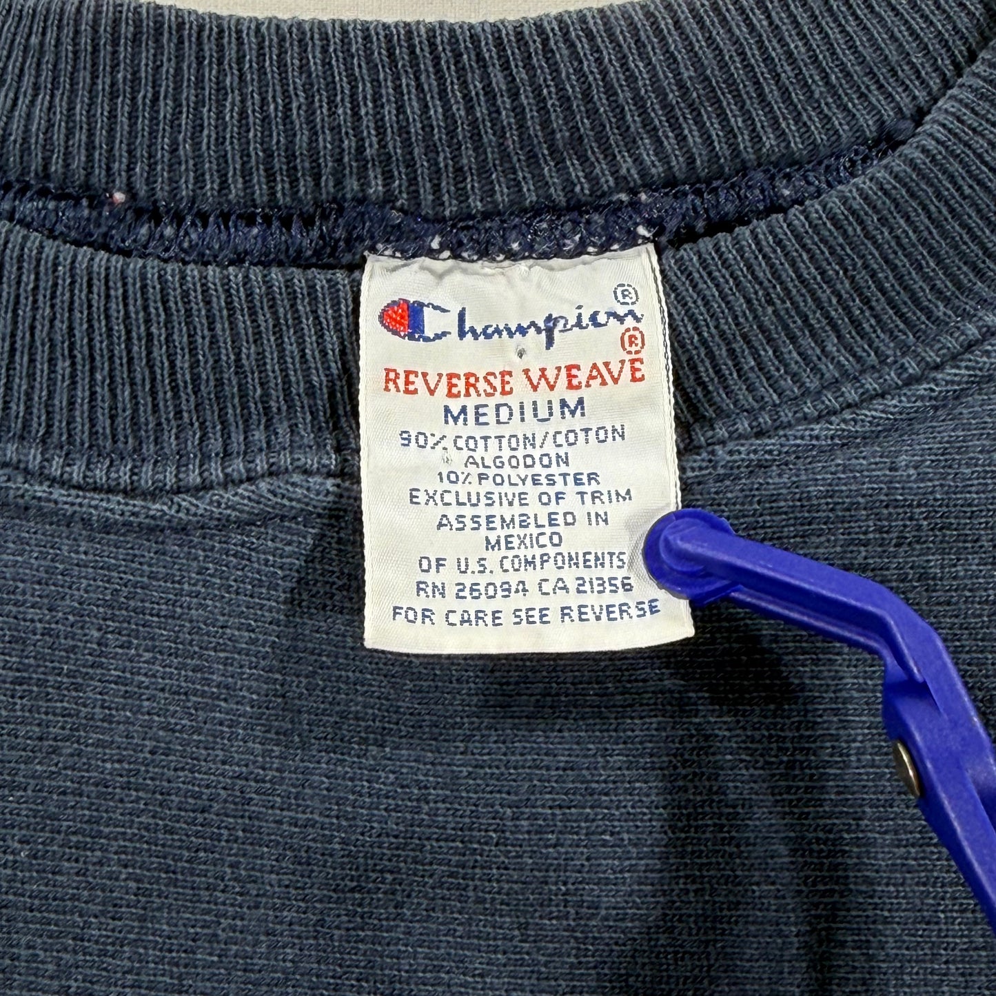 Vintage Champion Reverse Weave 90s Tufts University Crewneck Sweatshirt Navy Blue Size M