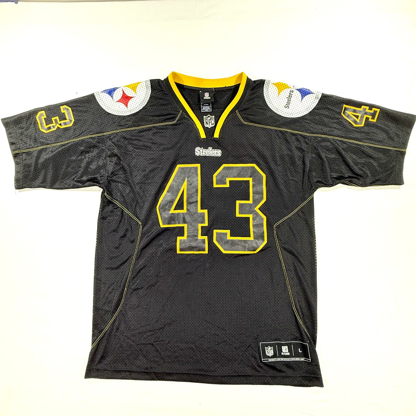 NFL Team Apparel Polamalu 43 Pittsburgh Steelers Black Jersey Size L