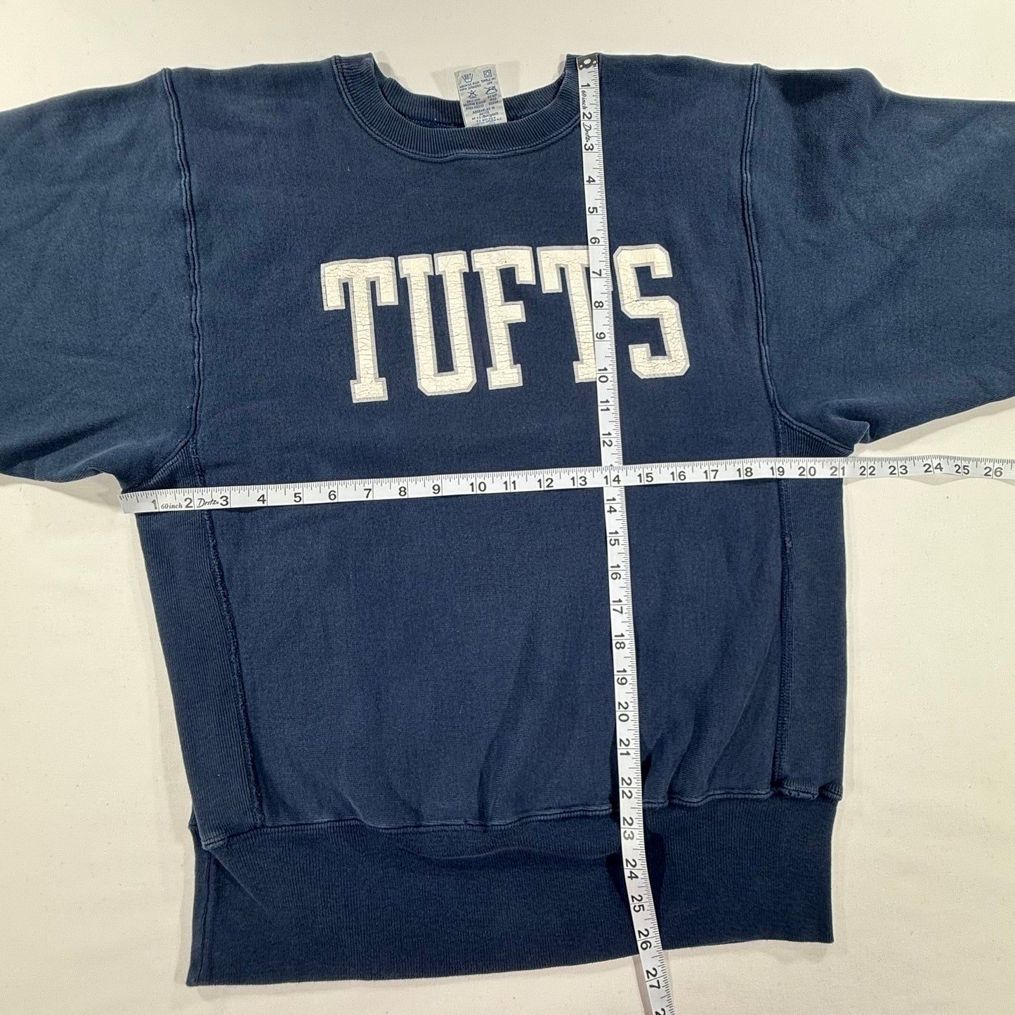 Vintage Champion Reverse Weave 90s Tufts University Crewneck Sweatshirt Navy Blue Size M