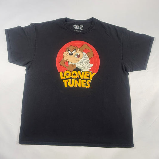 Vintage Looney Tunes 90s Black Graphic Print T-shirt Size XL Front