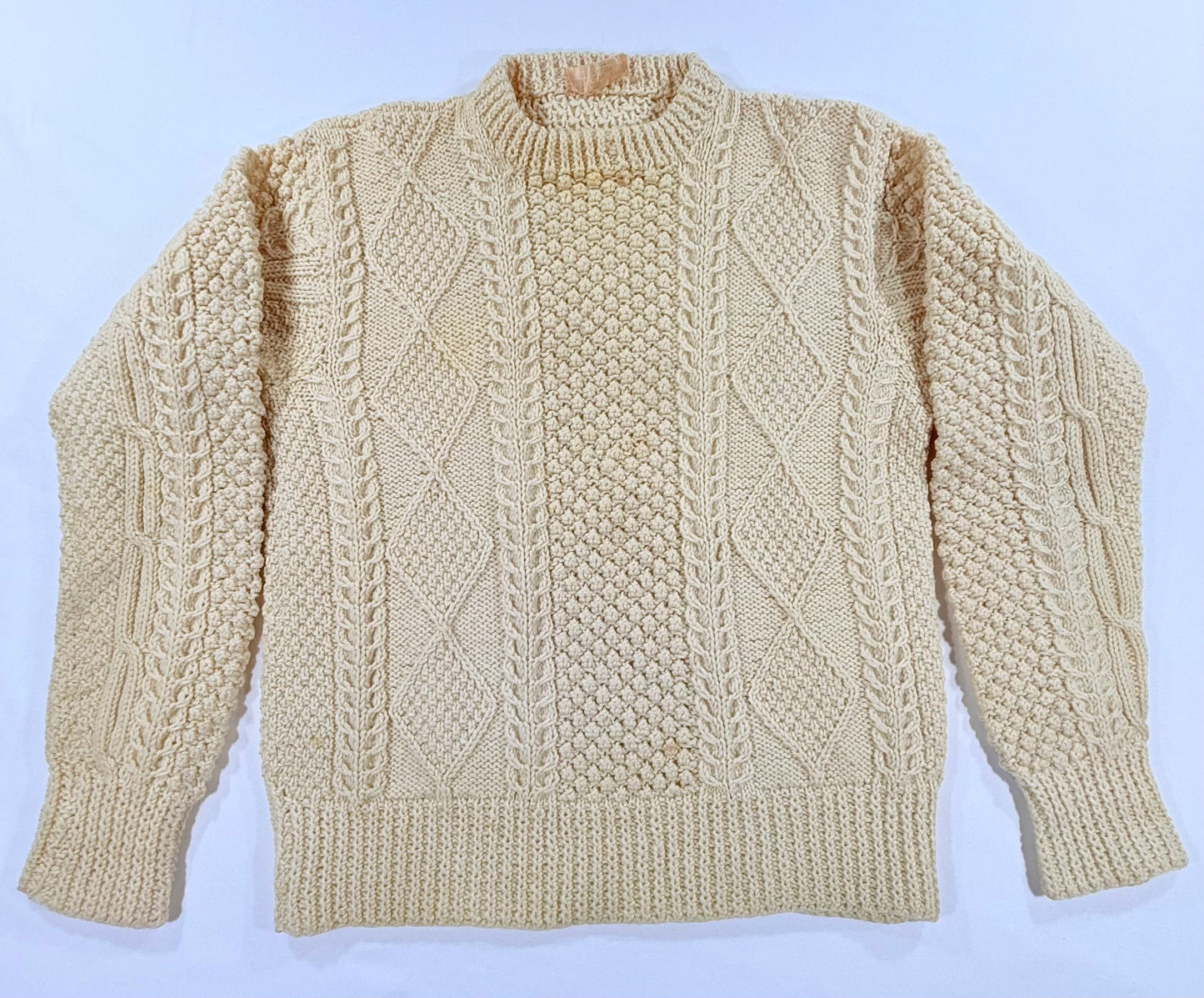 Vintage 90s Donegal Ivory Hand Knitted Sweater Front