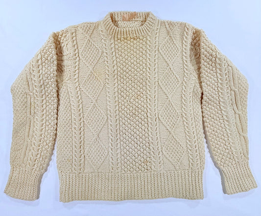 Vintage 90s Donegal Ivory Hand Knitted Sweater Front