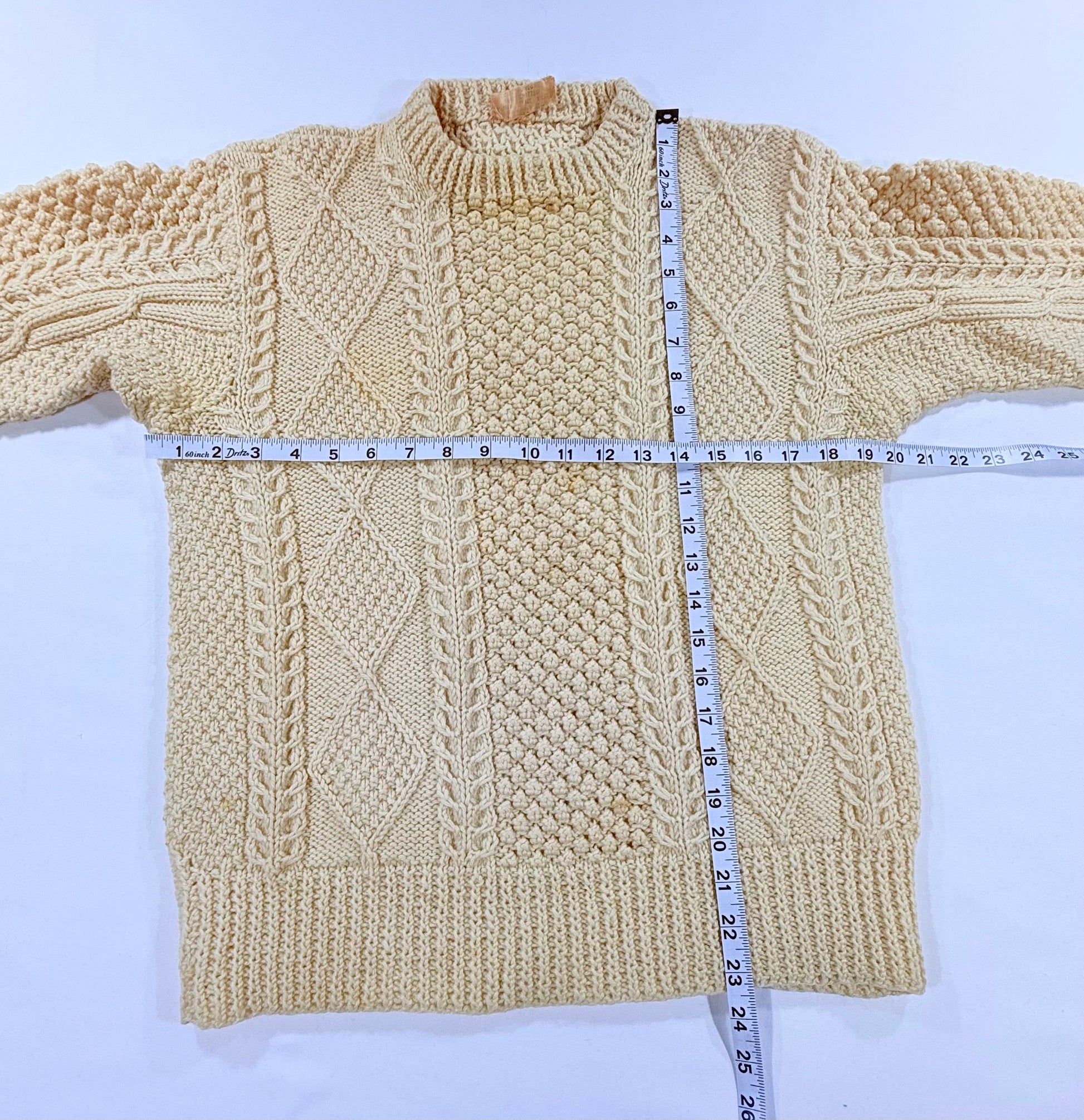 Vintage 90s Donegal Ivory Hand Knitted Sweater Measurements L x W