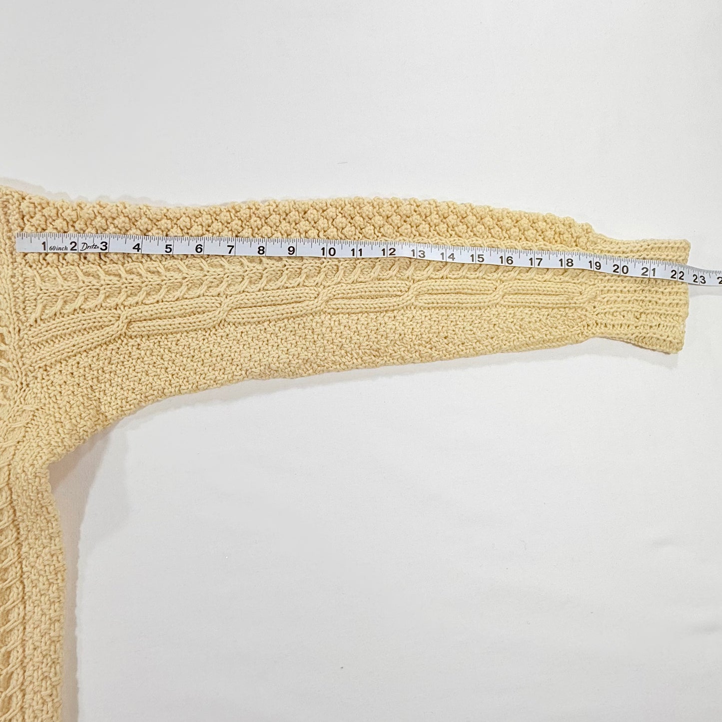 Vintage 90s Donegal Ivory Hand Knitted Sweater Sleeve length