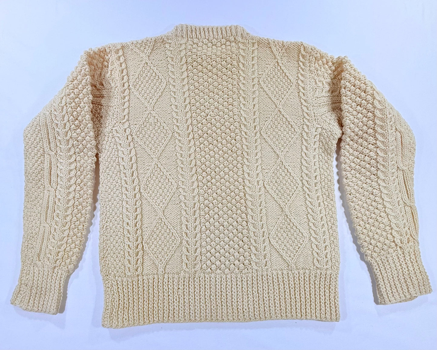 Vintage 90s Donegal Ivory Hand Knitted Sweater Back