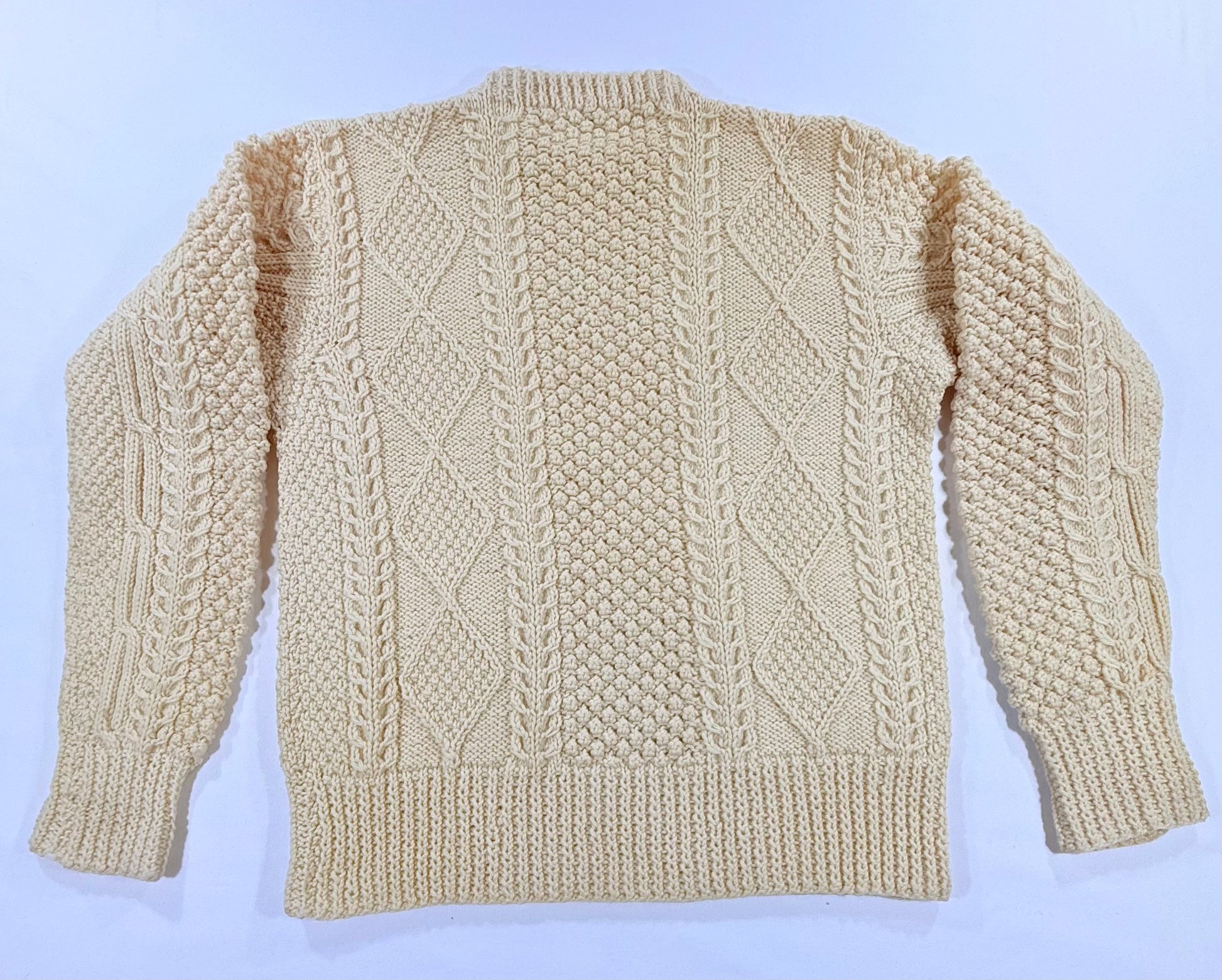 Vintage 90s Donegal Ivory Hand Knitted Sweater Back