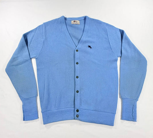 Vintage 80s Steeplechase Blue Cardigan with Logo Size L Front