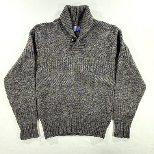 Vintage 90s Pendleton Dark Grey Sweater with collar and button Size M Front