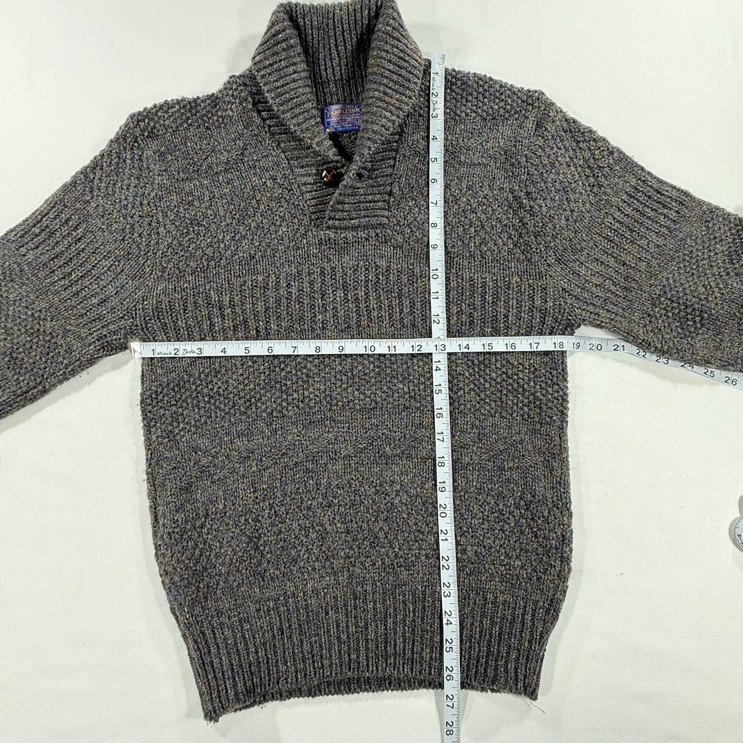 Vintage 90s Pendleton Dark Grey Sweater with collar and button Size M Measurements L x W