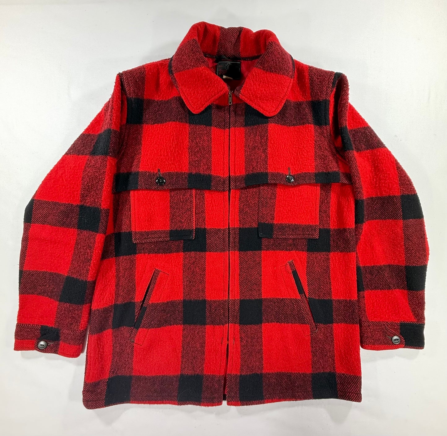 Vintage Johnson Woolen Mills Buffalo Plaid Hunting Jacket 40s 70s Red Size 42 Front