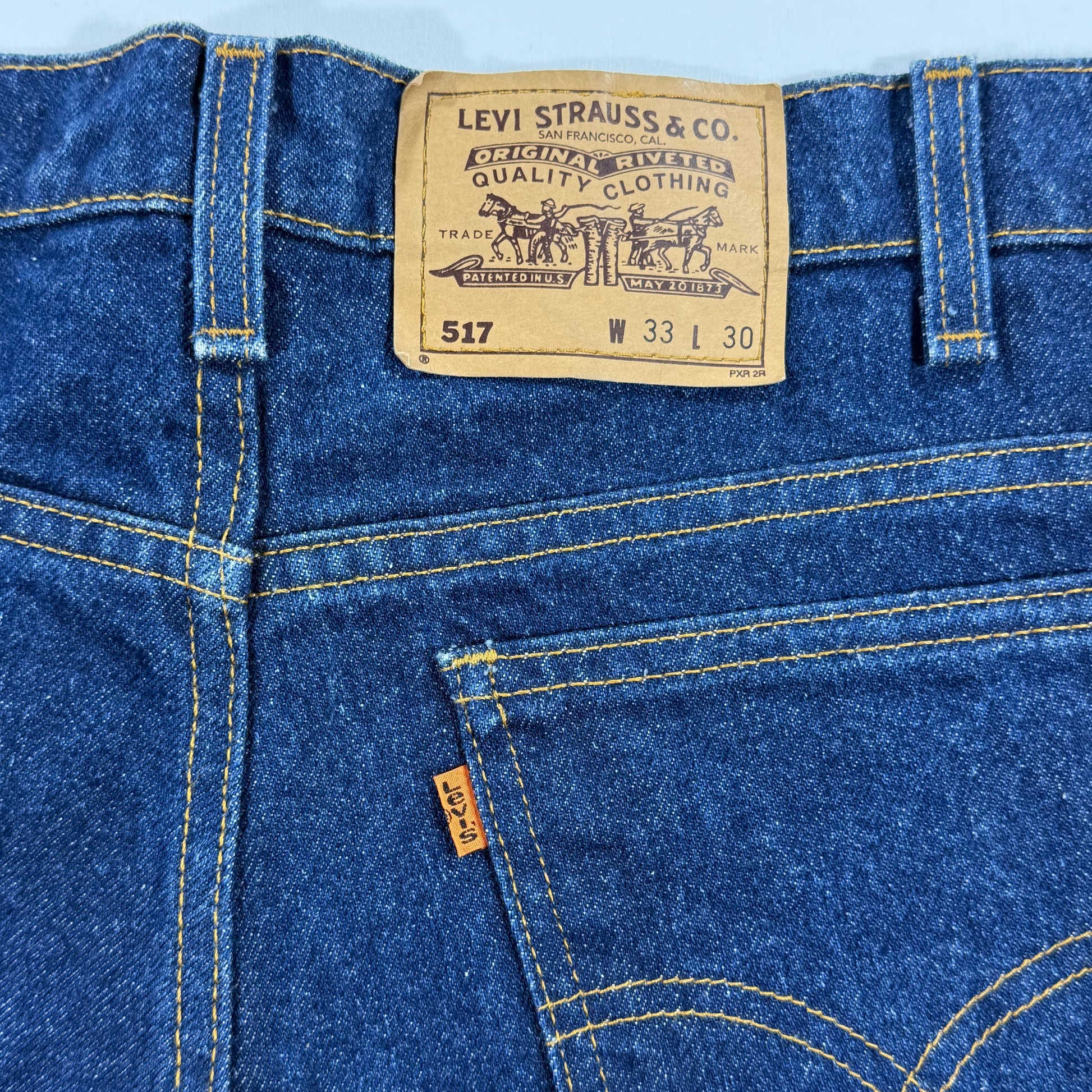 Levi's orange tab and Levi's label with No. 517 and size