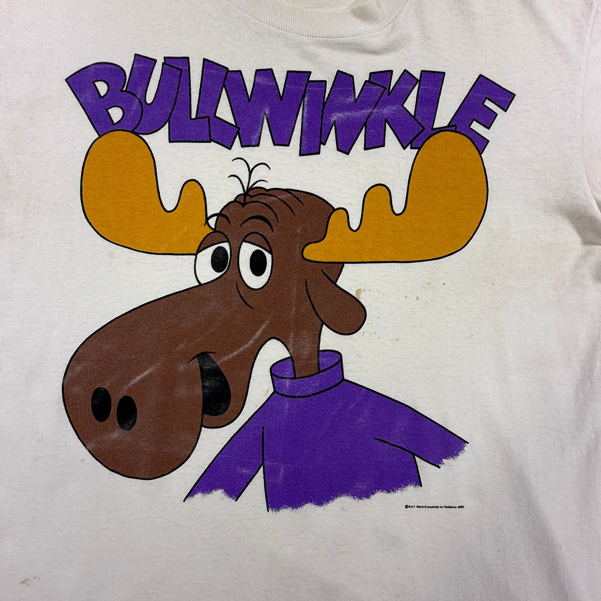 Cartoon moose character and 'Bullwinkle' text print