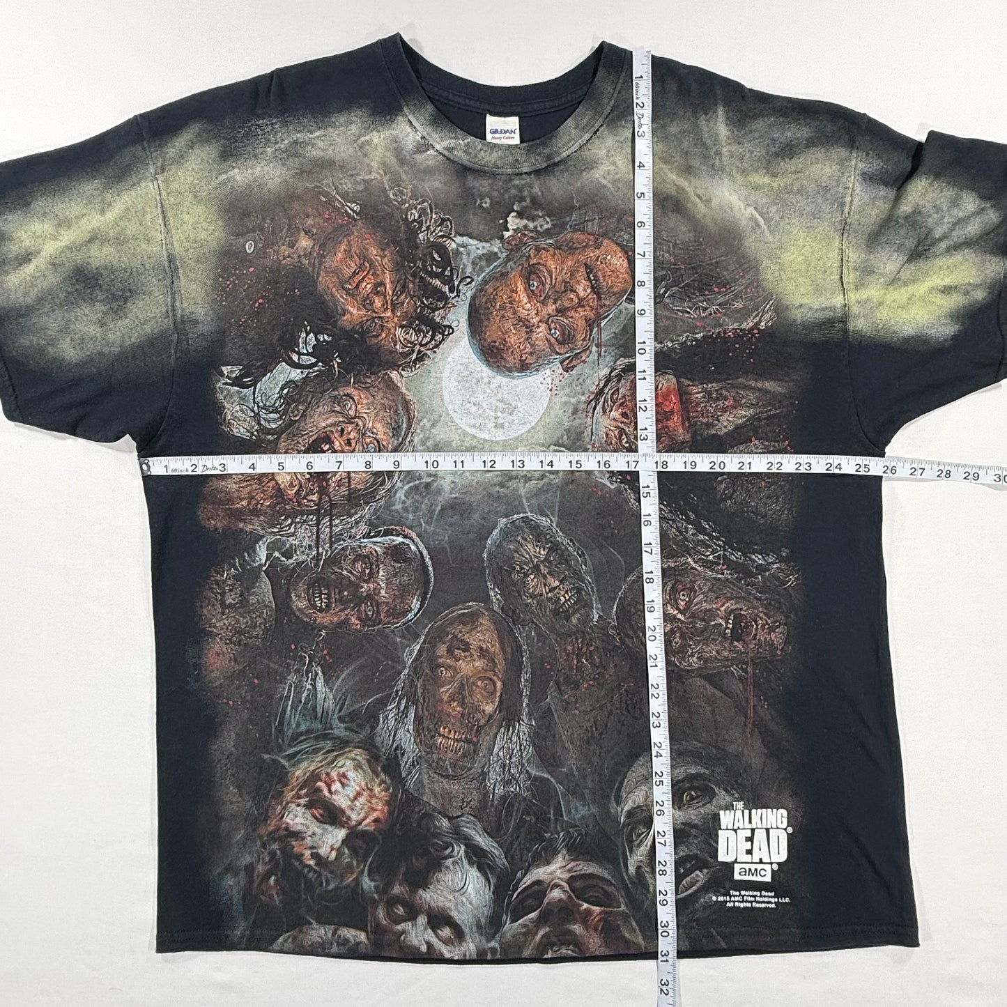 Walking Dead 2015 AMC Zombie walker AOP Print Graphic T-shirt Size 2XL Measurements L x W