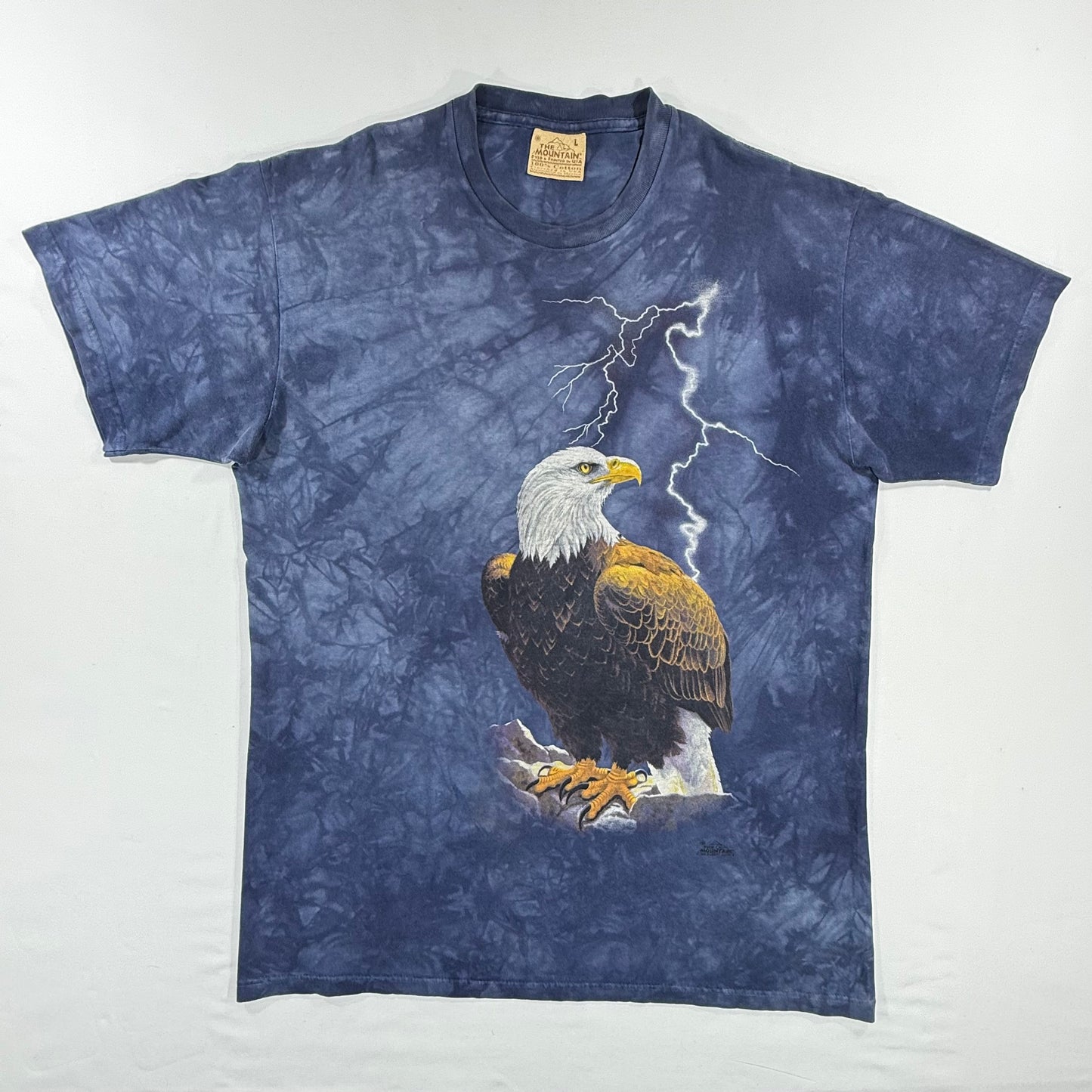 Vintage The Mountain Y2K Washed Blue Round neck American Eagle Graphic T- shirt Size L Front