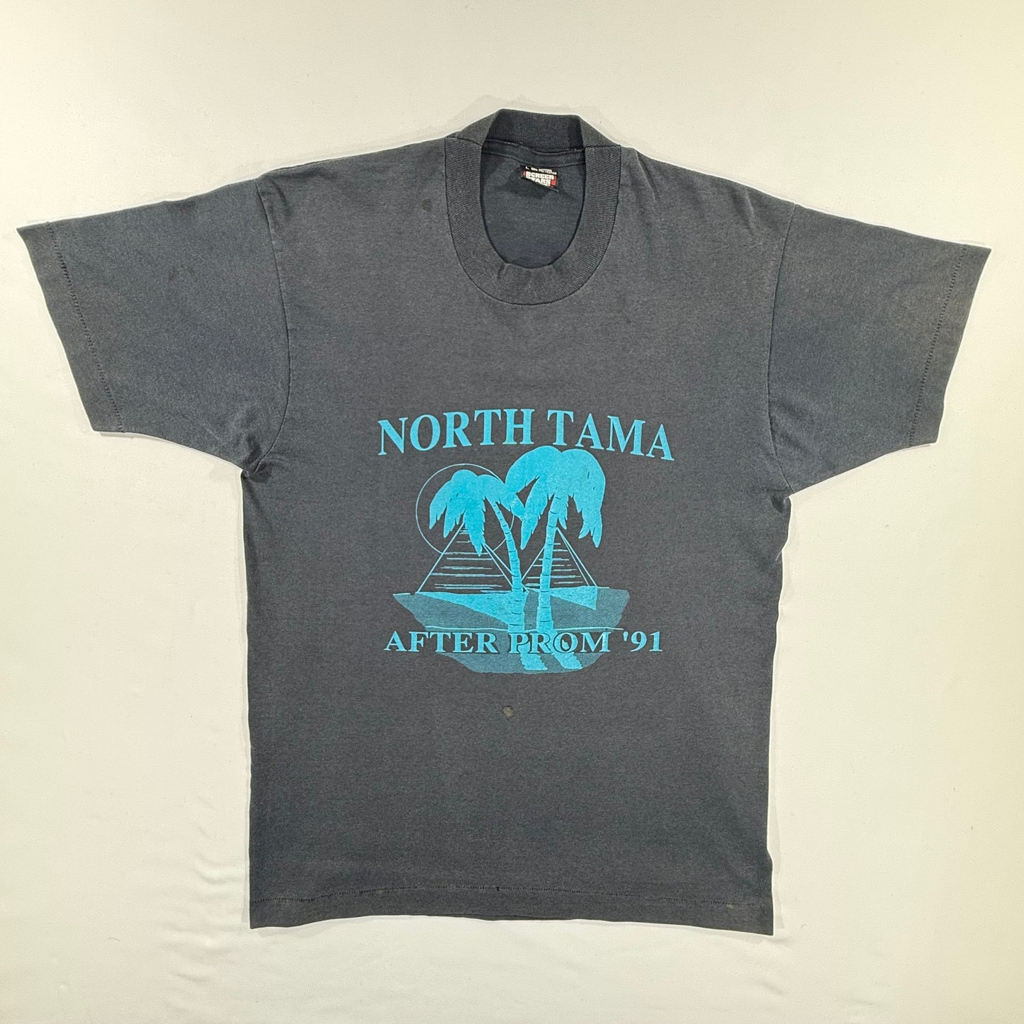 Screen Stars Best 90s North Tama After Prom '91 Graphic print Black T-shirt Size L Front