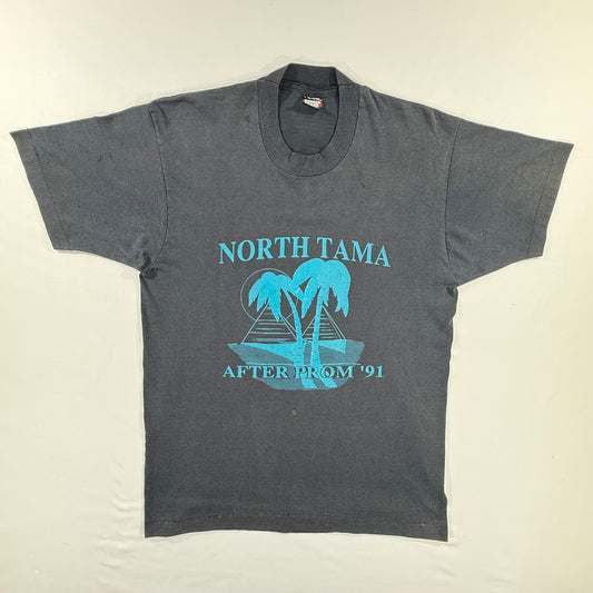 Screen Stars Best 90s North Tama After Prom '91 Graphic print Black T-shirt Size L Front