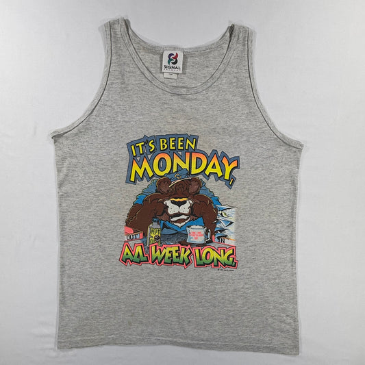 Vintage Signal Artwear 1994 Grey Tank Top IT'S BEEN MONDAY, ALL WEEK LONG Graphic T-shirt Size L Front