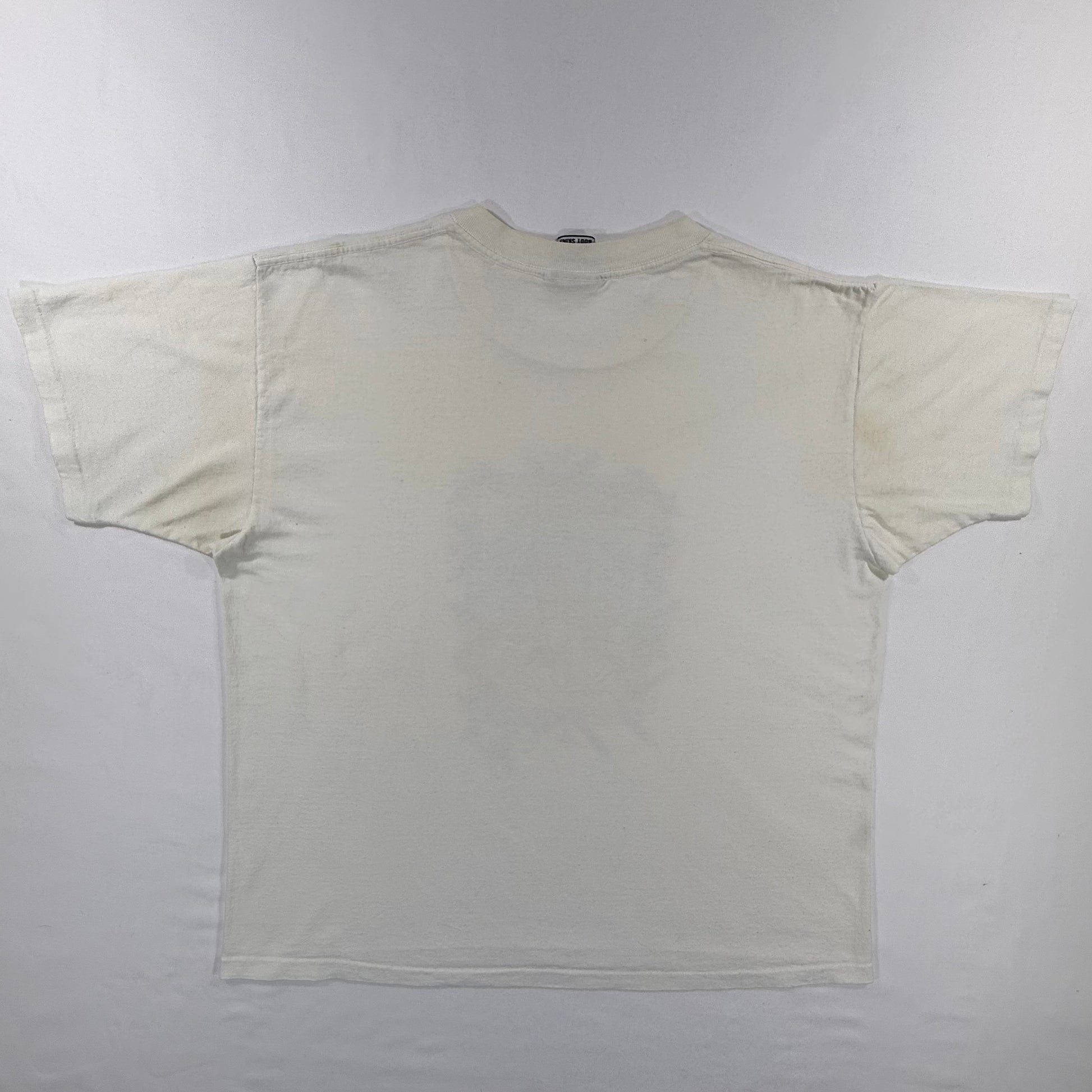 Vintage Afrocentric Body Skins 90s White SENUFO MASK Graphic T-shirt Back