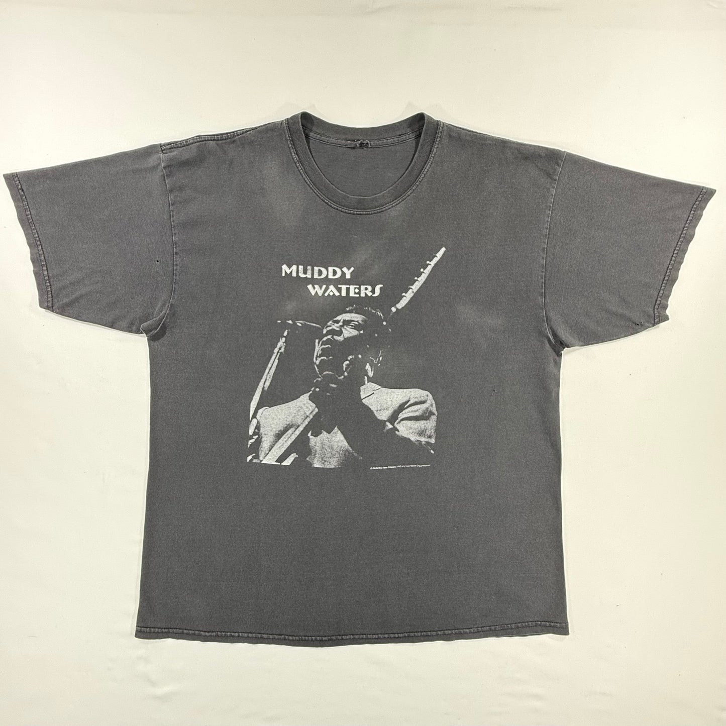 Vintage Gear Ink. New Orleans 1998 Muddy Waters Graphic Black T-shirt Front