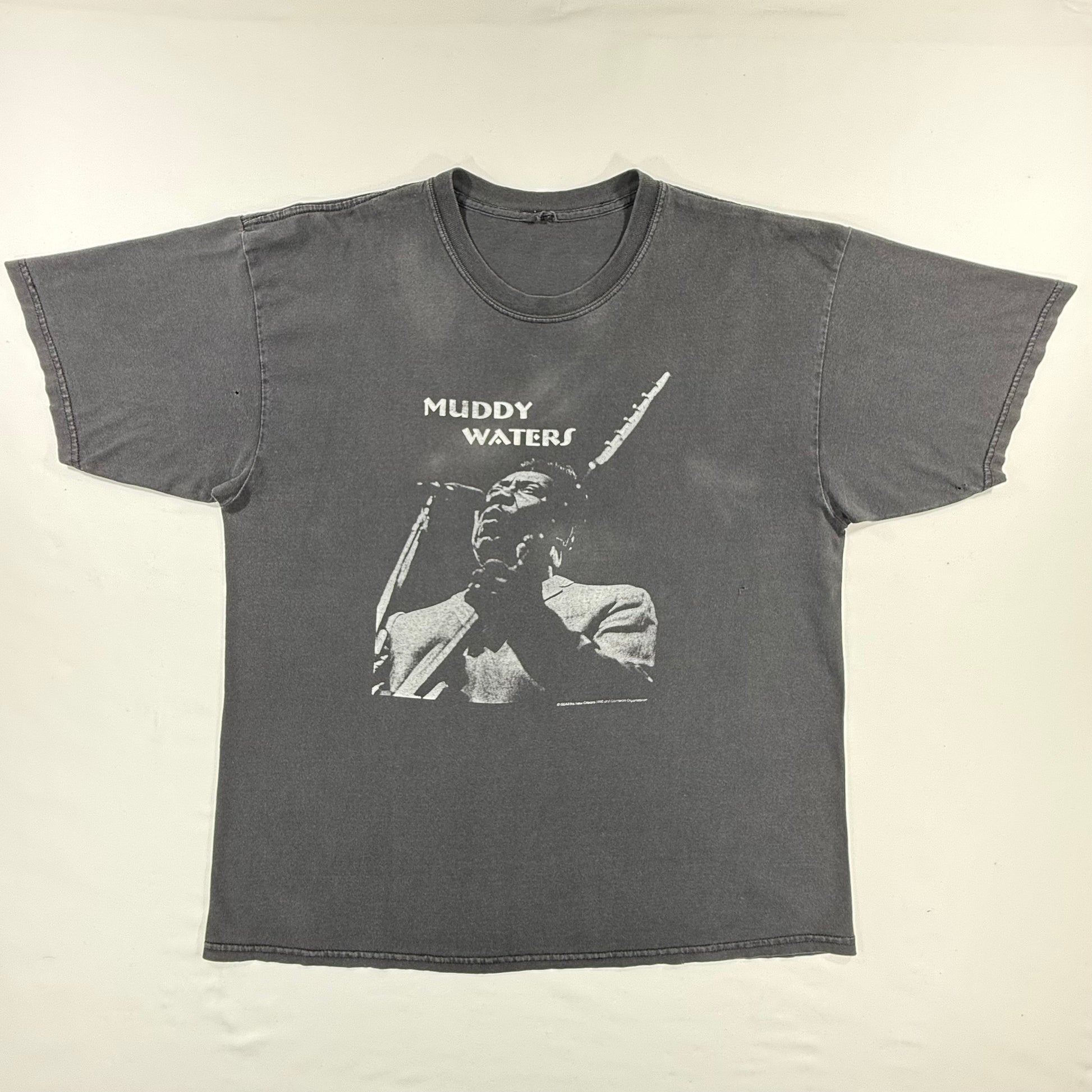 Vintage Gear Ink. New Orleans 1998 Muddy Waters Graphic Black T-shirt Front